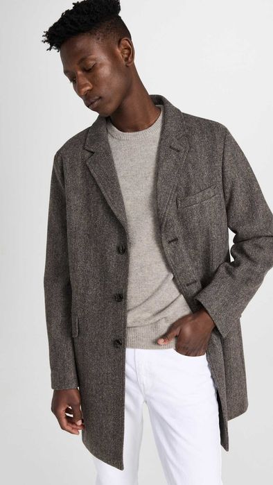 Barbour, Palton de lână Hendon cu model Herringbone, Gri, M