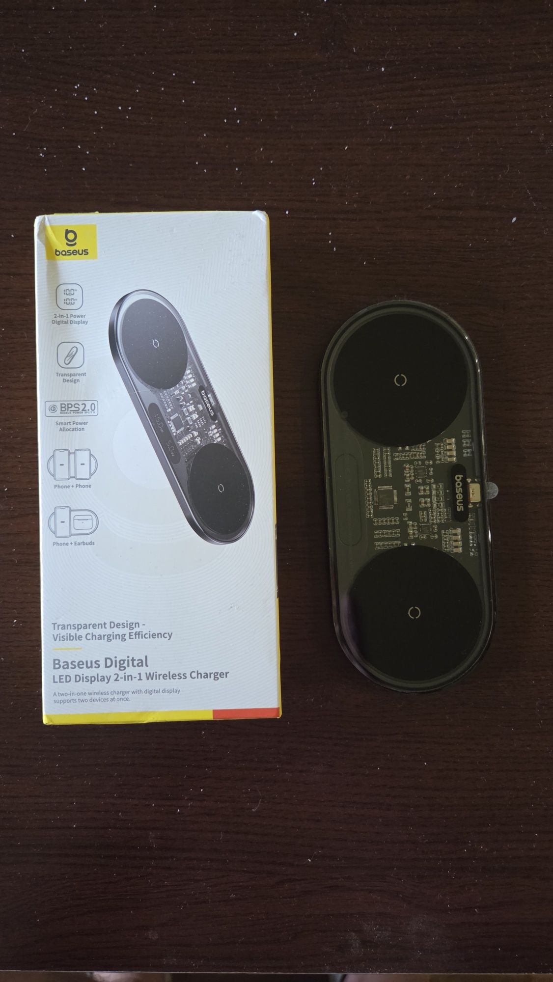 Безжично зарядно Baseus 2 in 1