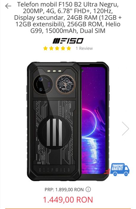 Telefon Rugged F150 B2 Ultra, 120HZ, 24gb Ram. 256gb, Sigilat, OCAZIE