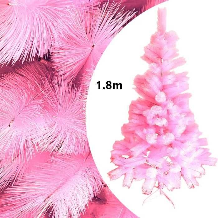 Pin Artificial de Craciun, Roz, Pin Lucios, 180cm, suport inclus