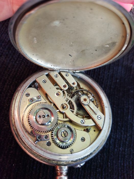 4 Ceas buzunar Germania argint 800 masiv,51 mm,ligne droite 15 rubis,i