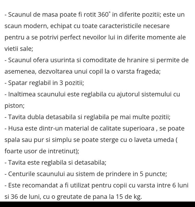 Vând Scaun de masa Wunderkid Circle, Cloud