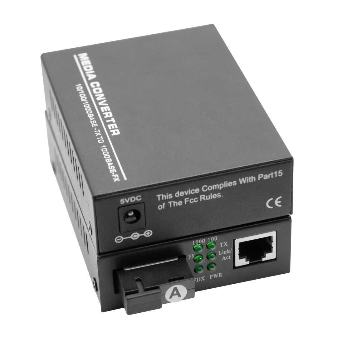 Kit media convertor fibra optica gigabit wdm sm 10/100/1000