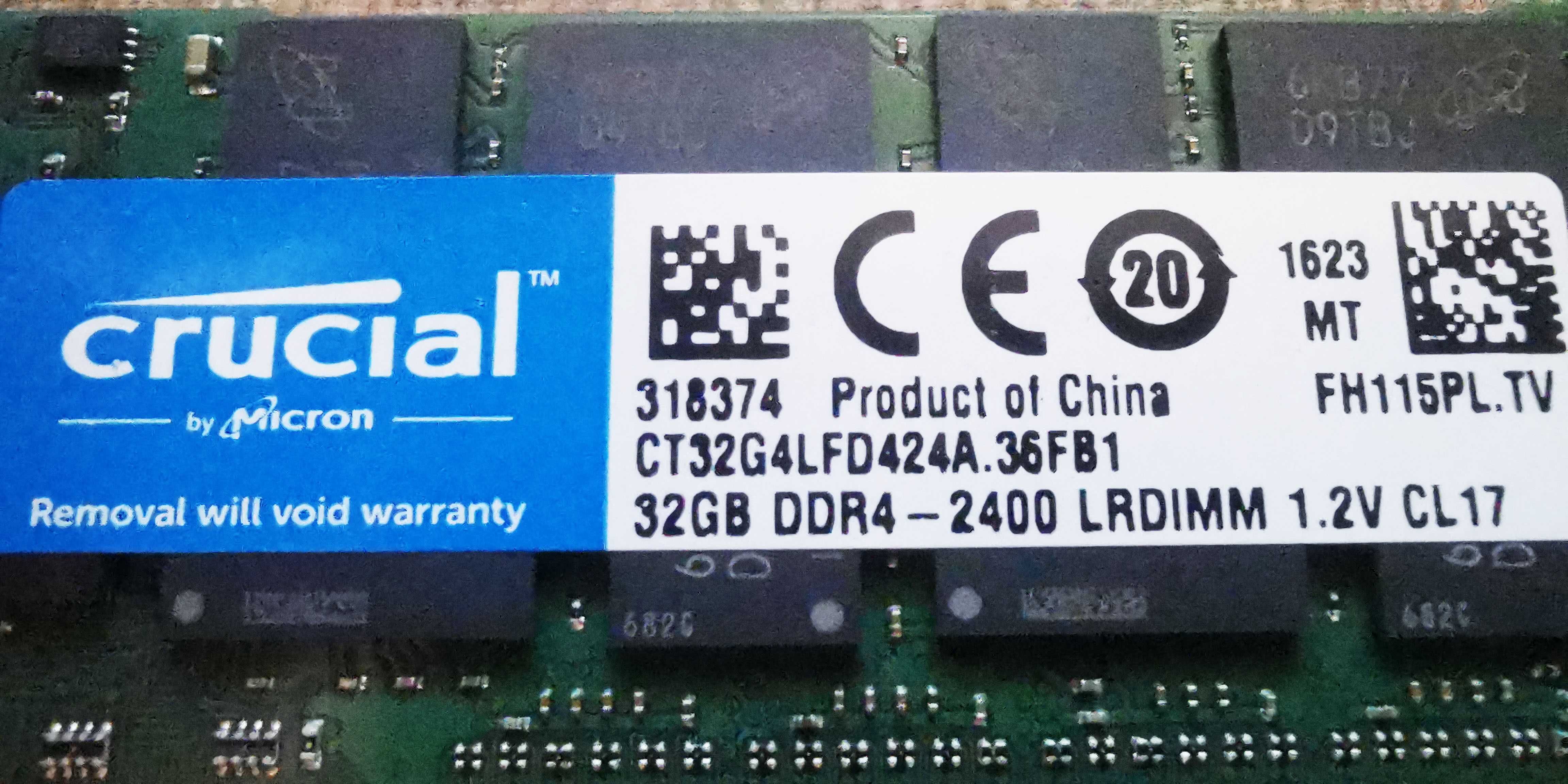 Сървърна памет RAM Crucial (Micron) 32Gb DDR4 2400 Mhz LR DIMM ECC REG