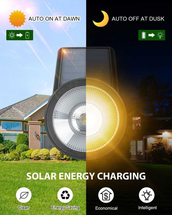 НОВИ! Комплект от 2 бр. Соларни градински спот лампи, топло бяло