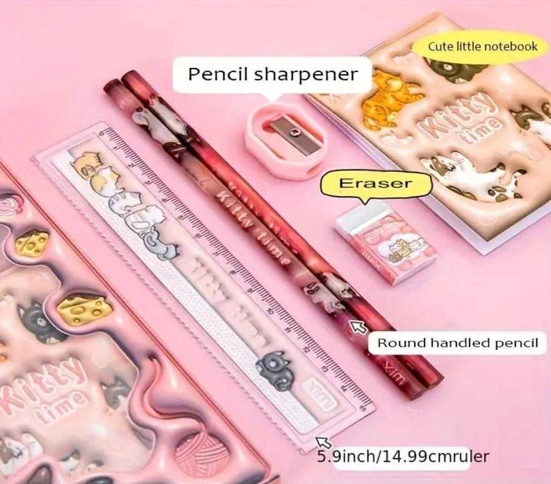 Комплект за ученици в розово и зелено