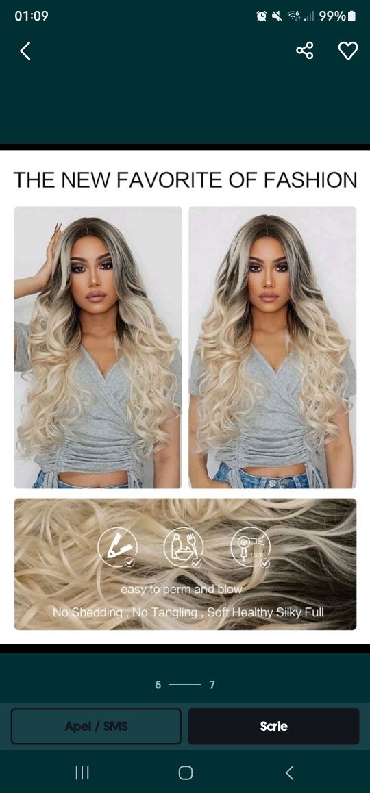 OFERTA!Peruca  blondă ,nouă ,deosebită