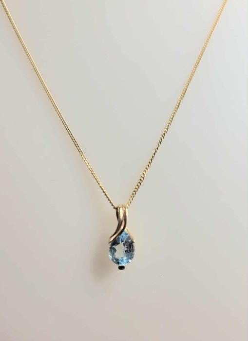 Colier din aur galben de 9k cu Aquamarin