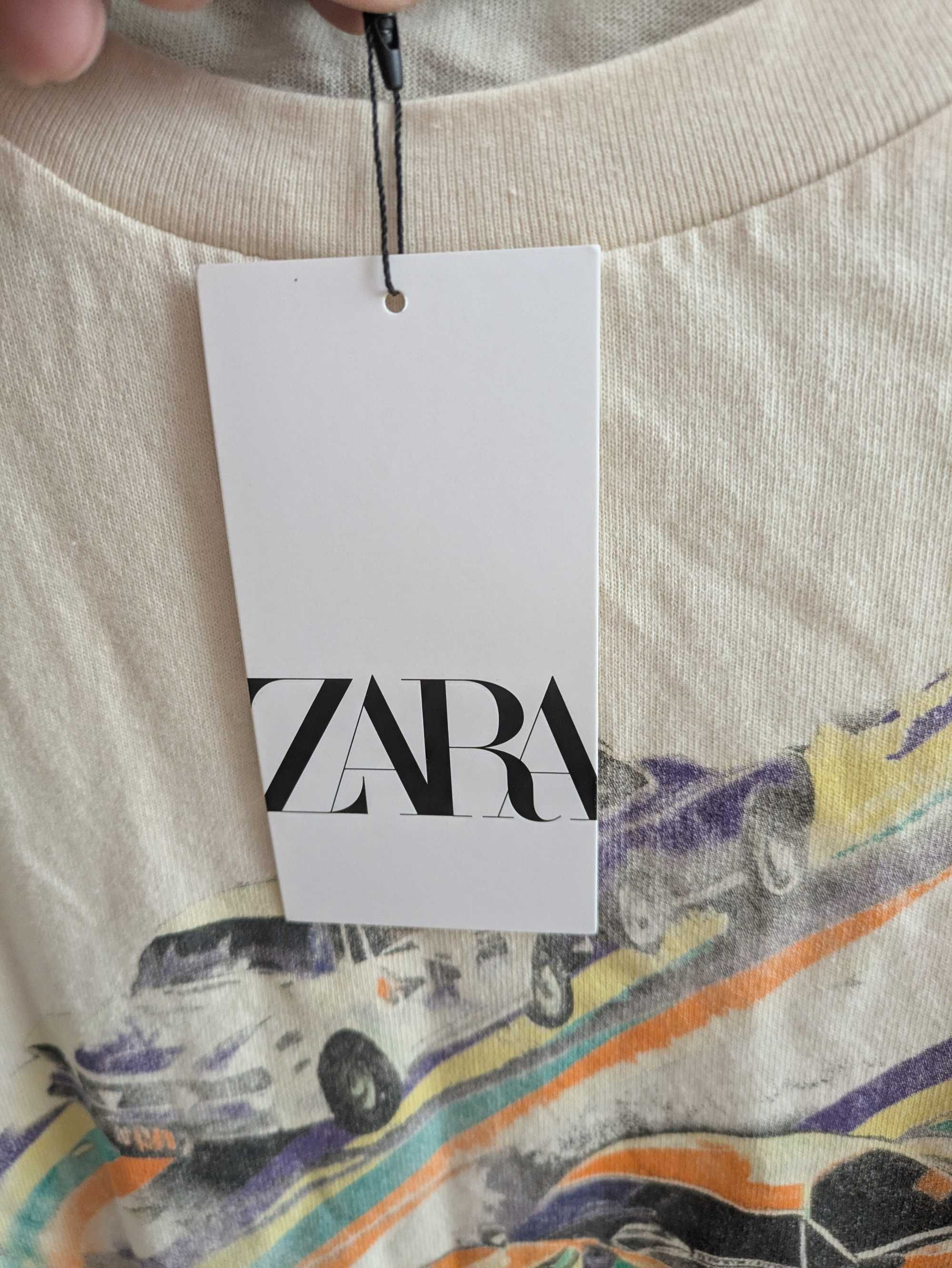 Тениска ZARA с щампа, размер M
