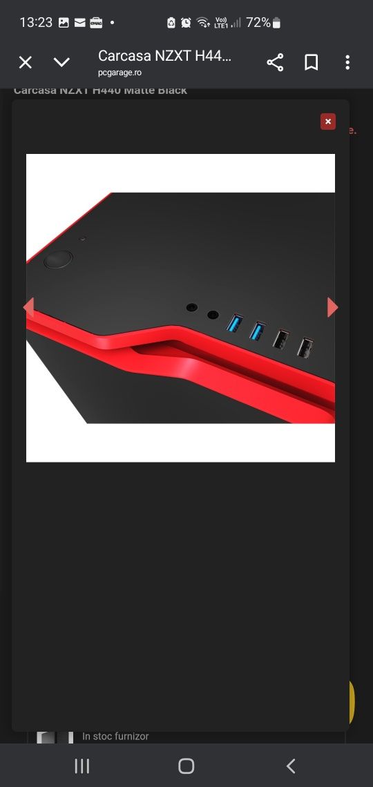 Carcasa pc NZXT H440 Matte Black , Negru cu roșu