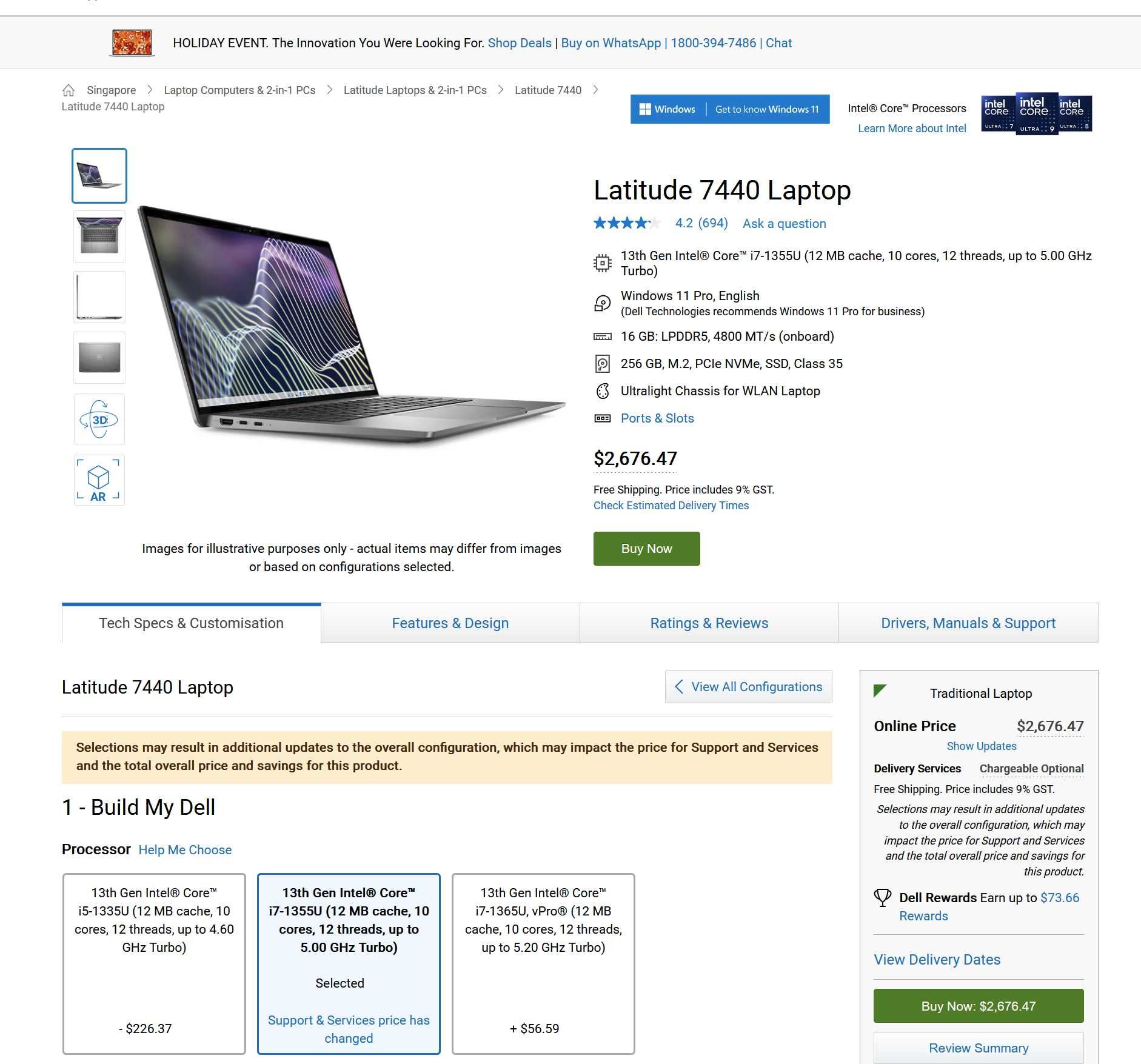 Dell Latitude 7440 i7-1365U 16GB RAM 256GB SSD QHD+ Touch 3 г. гар-я