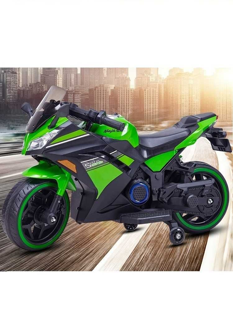 Акумулаторен МОТОР Kawasaki Ninja меки гуми с Кожена седалка 12V