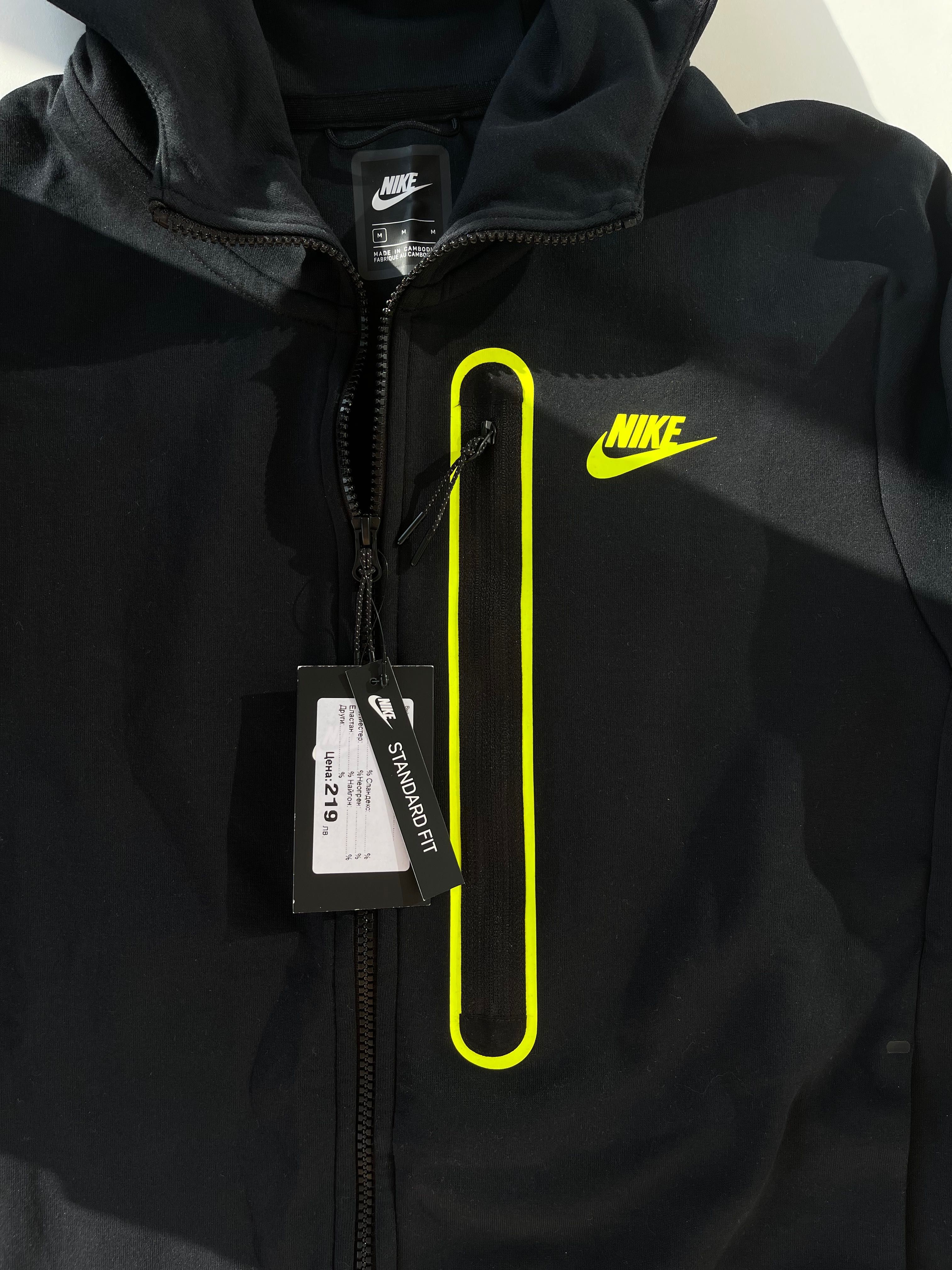 Горнище Nike tech fleece black and green
