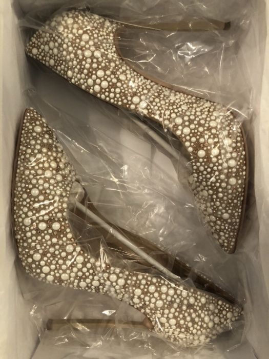 Pantofi Blade Casadei piele, perle, cristale Swarovski,mărimea 39,nou