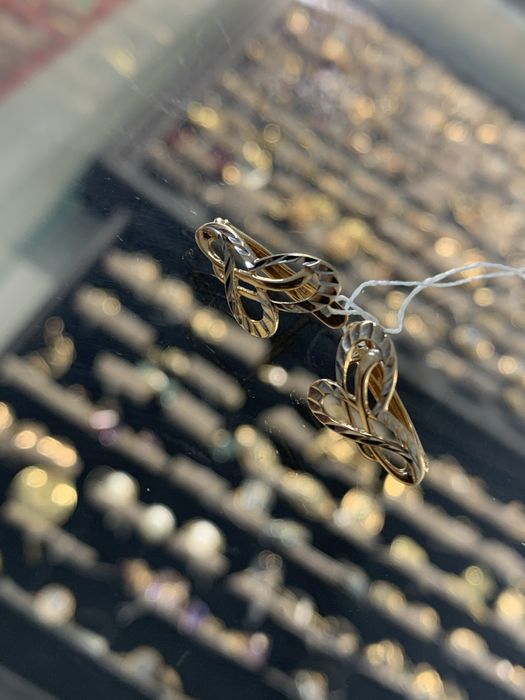 Золото серьги ЖанТаС ломбард г.Астана