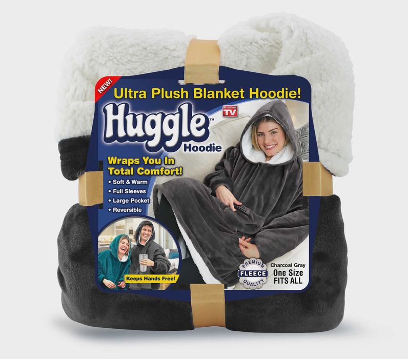 Плюшено одеяло суитчър с ръкави  Huggle Hoodies мека зимна дреха