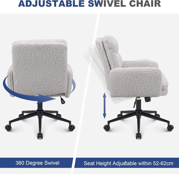 Scaun de birou, reglabil 52-62 cm, inclinabil, cadru din inox