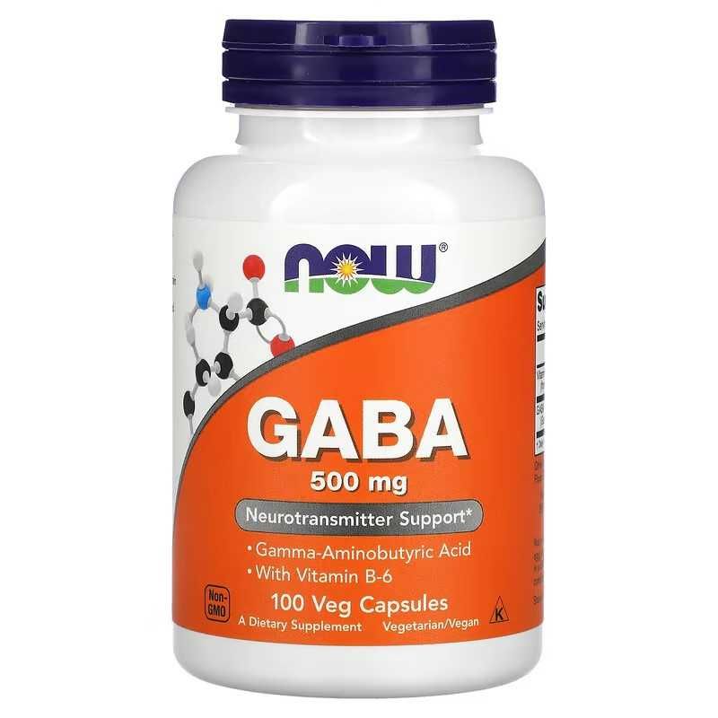 NOW Foods GABA + B6 ГАМК с витамин B6 500 мг 750 мг 1100 и 200 капсул