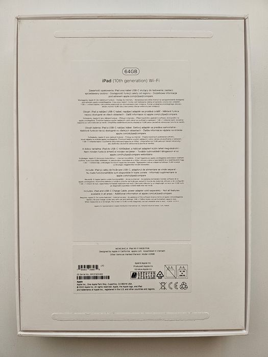 Apple iPad 10 (2022) 10.9" 10th Gen Wifi, 64 GB Pink, nou cu garanție