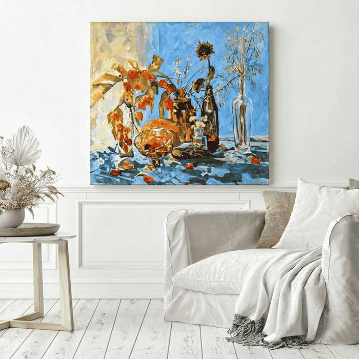 Натюрморт с физалисом, картина в интерьер, 60*60см