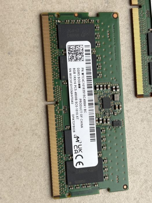 DDR5 2×8GB 4800MHz SODIMM – Лаптоп RAM, Перфектно състояние