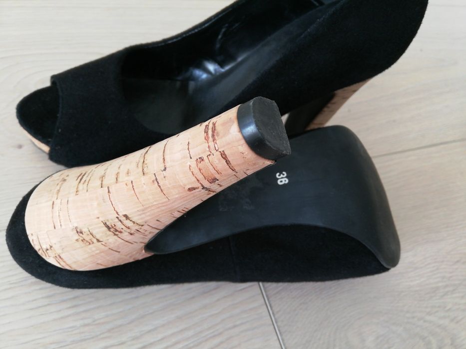 Pantofi dama platforma EDEN mărime 36 piele catifea toc 10 cm Curier