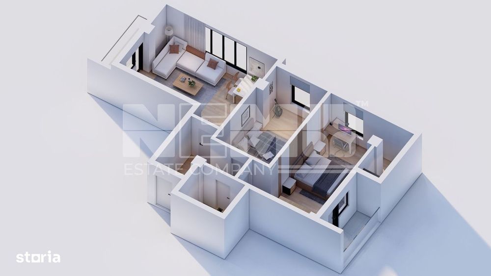 Apartament 3 camere | 87,7 mp | 2 balcoane | Rădăuți Central | 2026