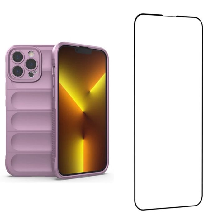 Husa Silicon Wave + Folie Sticla 11D 6D Privacy Iphone 16 PRO MAX PLUS