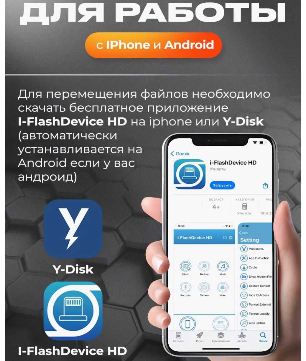 Флешка для Iphone - освободите место для важного!64/128/256/512 GB/1TB
