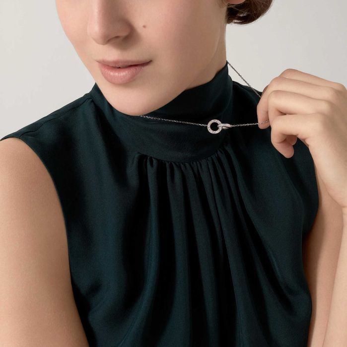CARTIER Love White Gold Paved Diamonds Chain Дамскo Колие