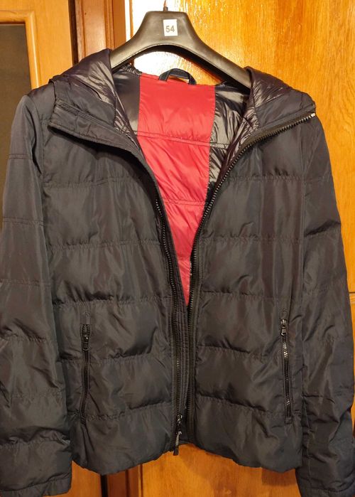 Geaca jacheta puf si pene 54 XXL Michael Kors premium albastru inchis