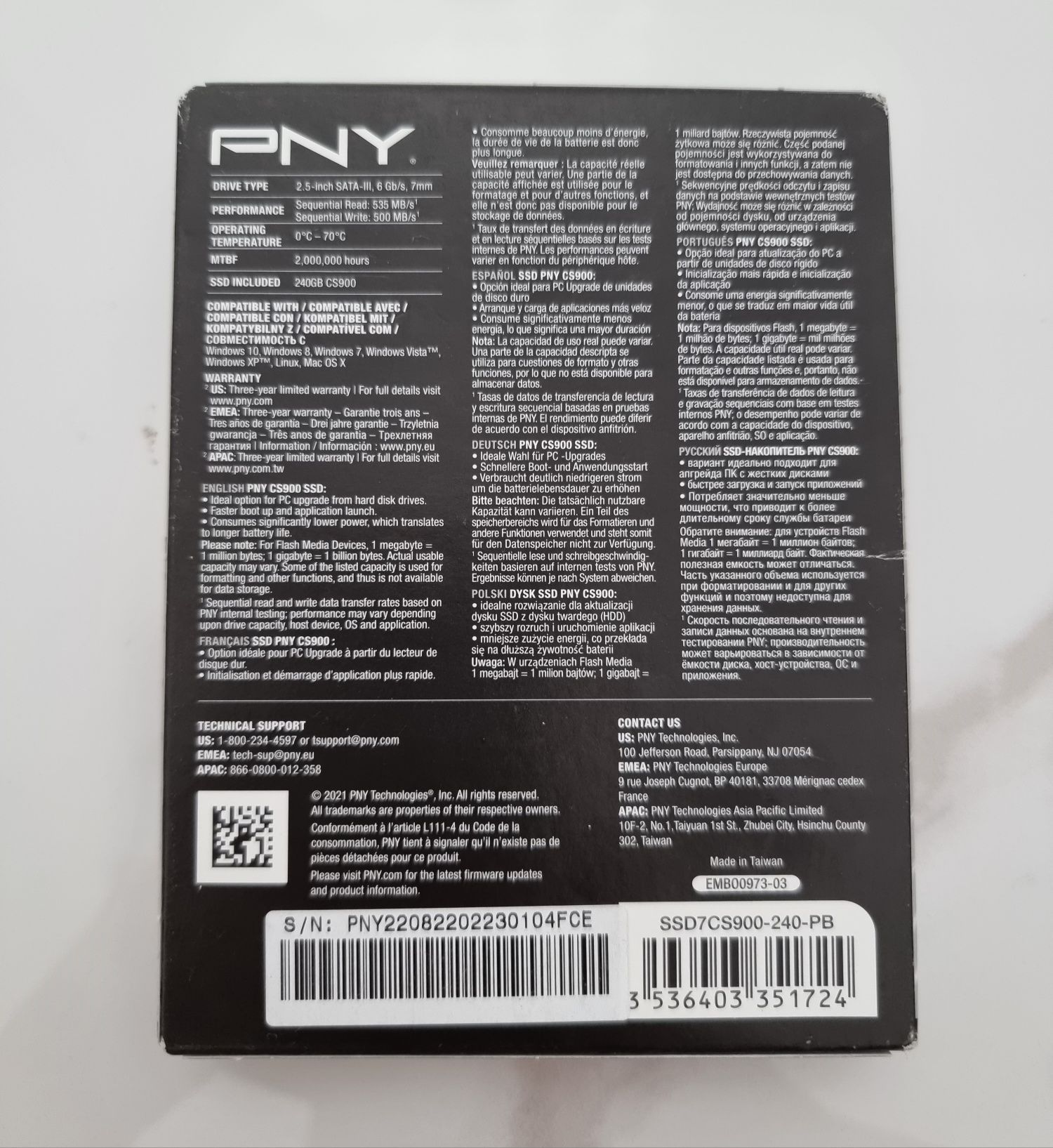 Hard disk extern PNY 240 GB  pentru laptop sau PC Nou Sigilat