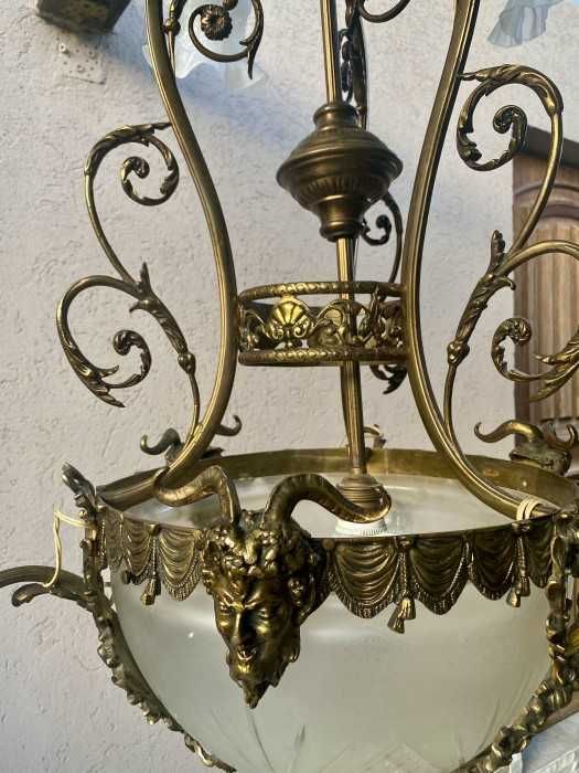Impozant candelabru bronz-ornamente-satiri-fauni-Franta