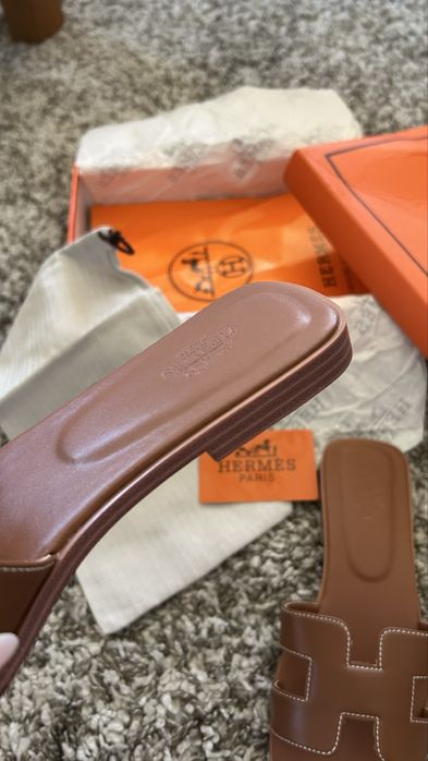 Papuci Hermes Oran piele naturala STOC 38