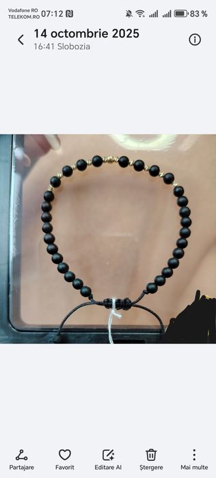 Bratara unisex cu biluțe aur14 k