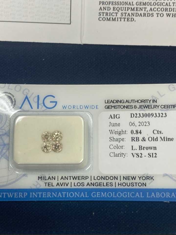 Диаманти 0,84ct.  AIG Сертификат