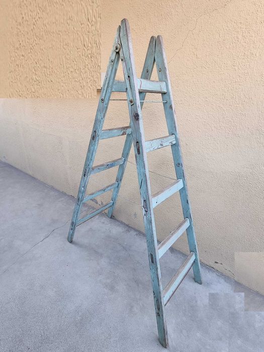 Scara lemn model A vintage, decoratiuni, candy bar, ghivece