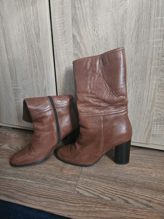 Cizme 3/4 piele interior, exterior, marimea 39, toc 7,5 cm,.