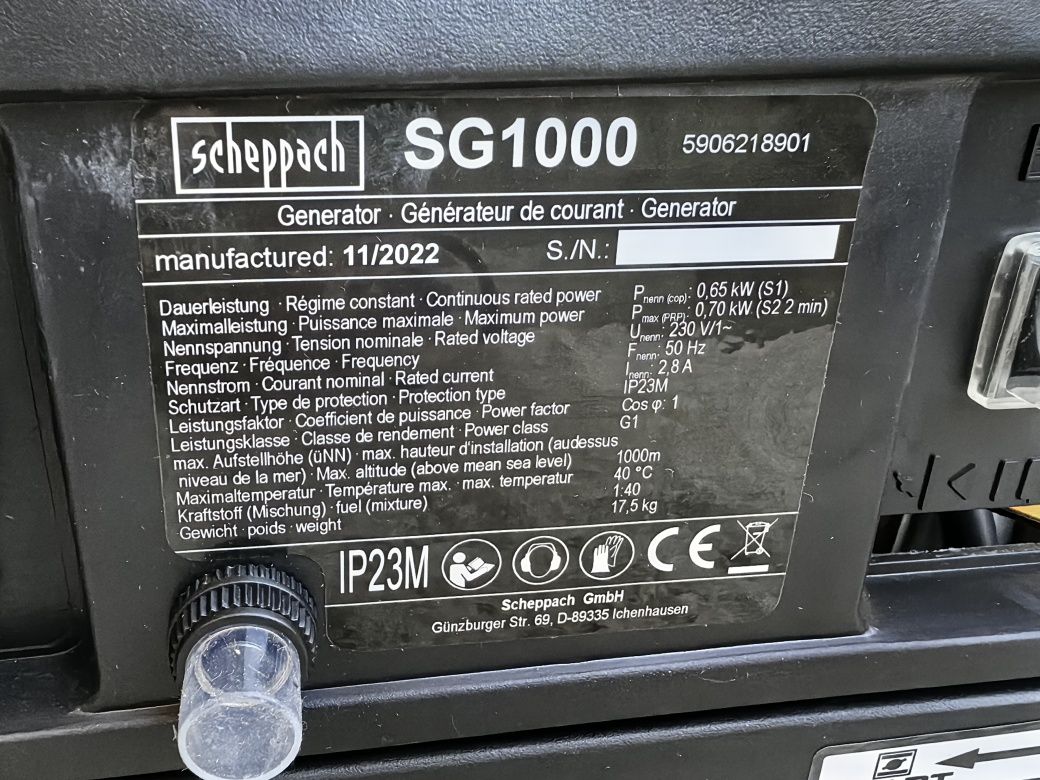 Бензинов генератор Scheppach SG1000 чисто нов