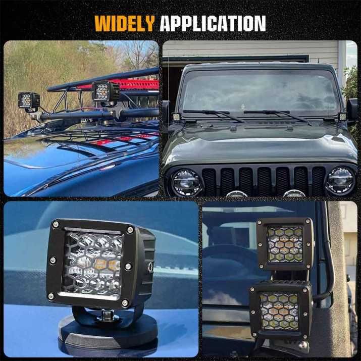 Комплект 6 броя LED Диодни халогени с аварийна светлина блиц офроуд
