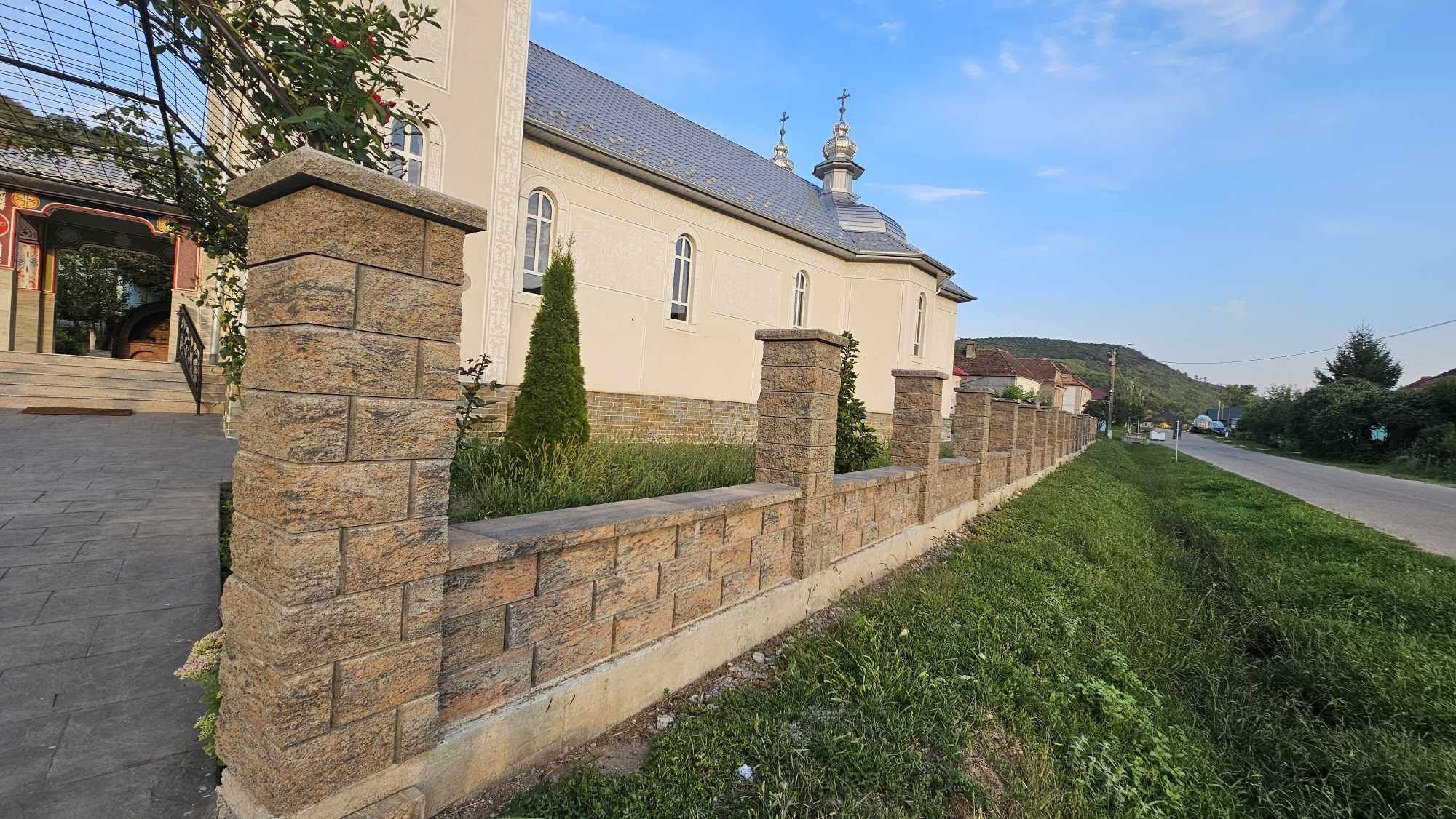 Vând bolțari din beton splițat mix portocaliu antracit