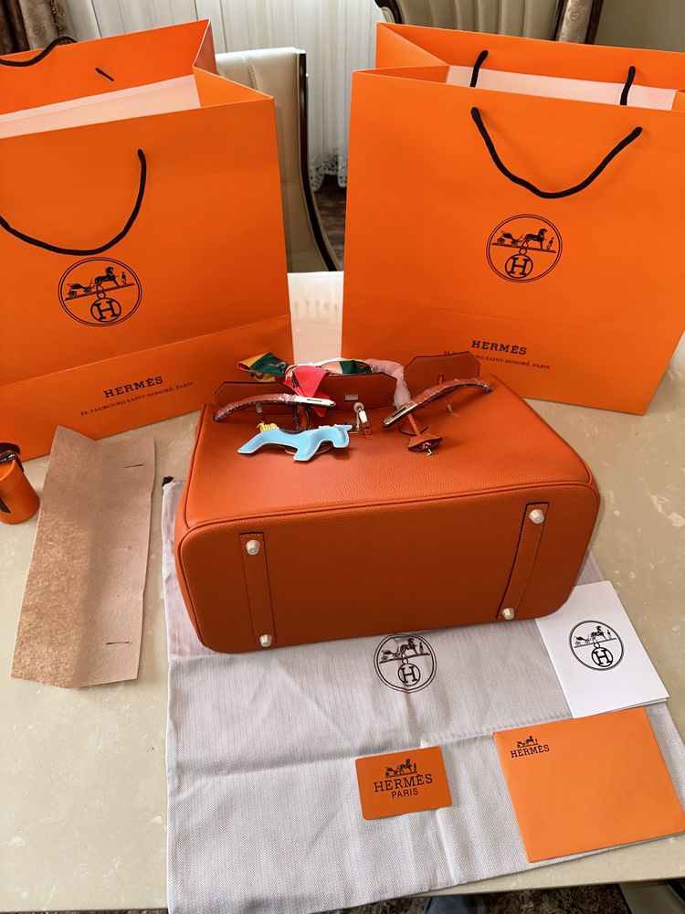 Geanta Hermes Birkin 40cm Orange Piele naturala 100%/Punga Hermes