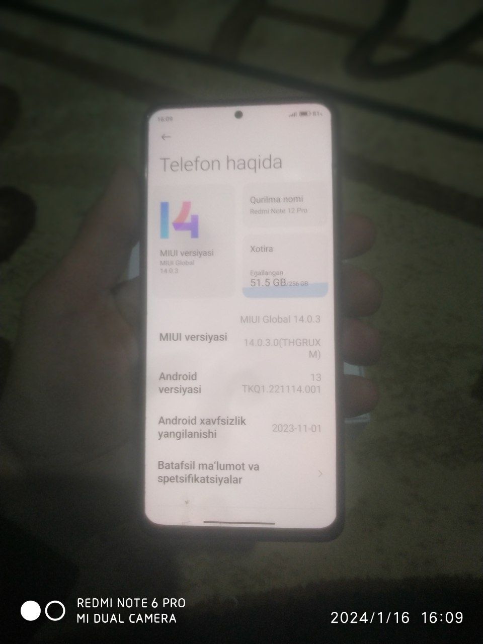 Telefon ideal zaryadnik hamma narsasi bor xotira 8/256   kelishamiz