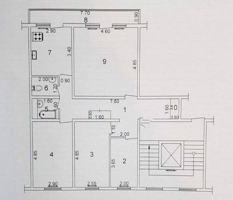 4/3/9 квартира в Центре площадью 95м.кв