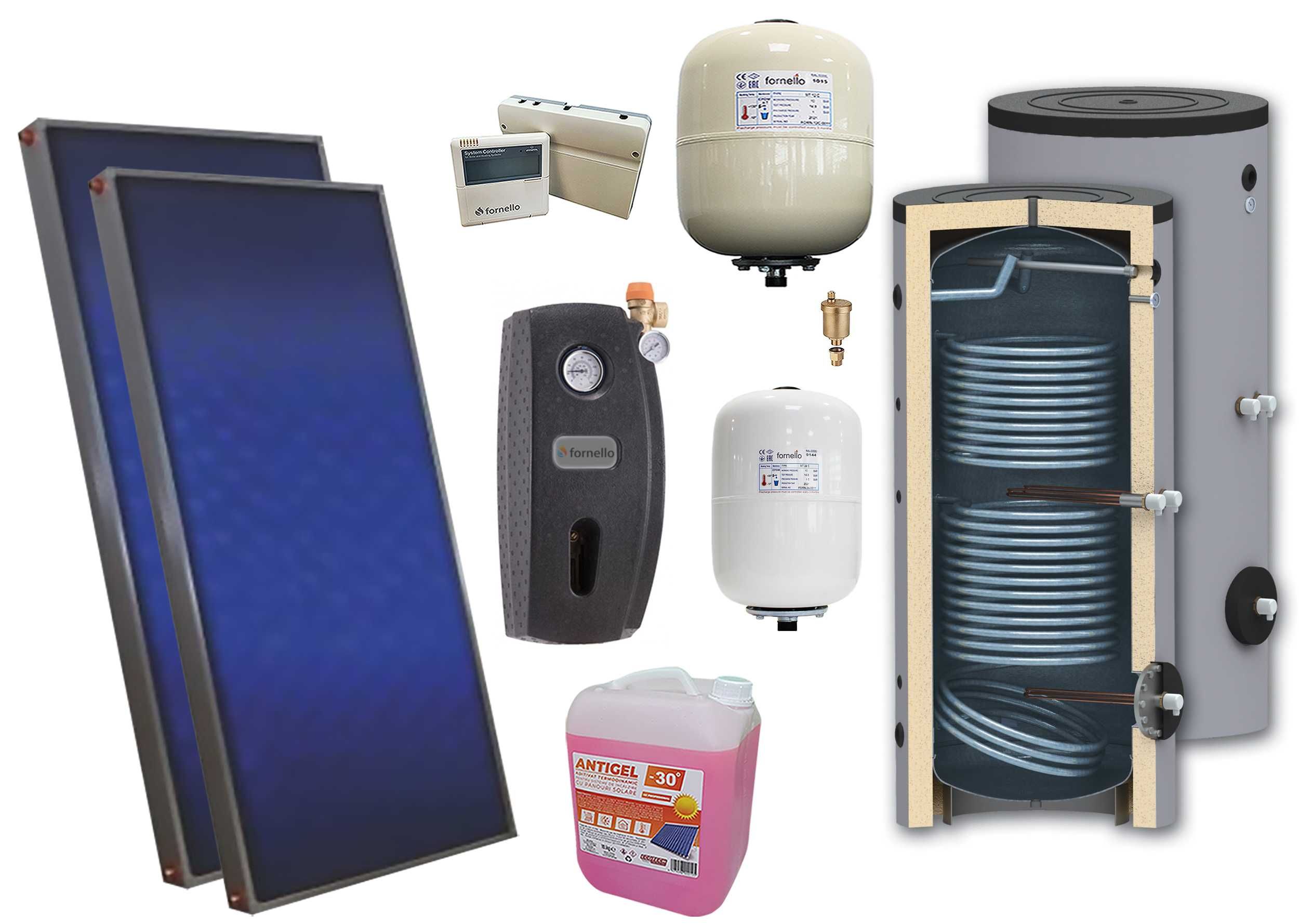 Set panou solar presurizat 2xpanou plan Sunsystem Boiler 200 l