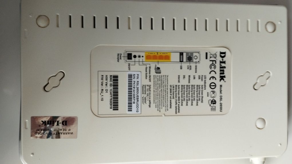 Роутер D-LINK Model DSL-2650U