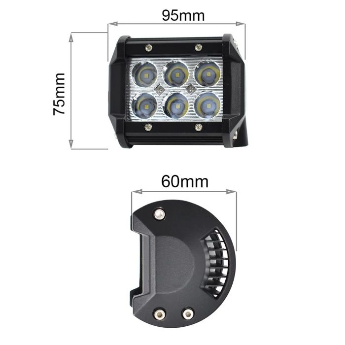 Proiector led Off Road 18W dreptunghi Suv, ATV, Tractor, Jeep Spot 30°