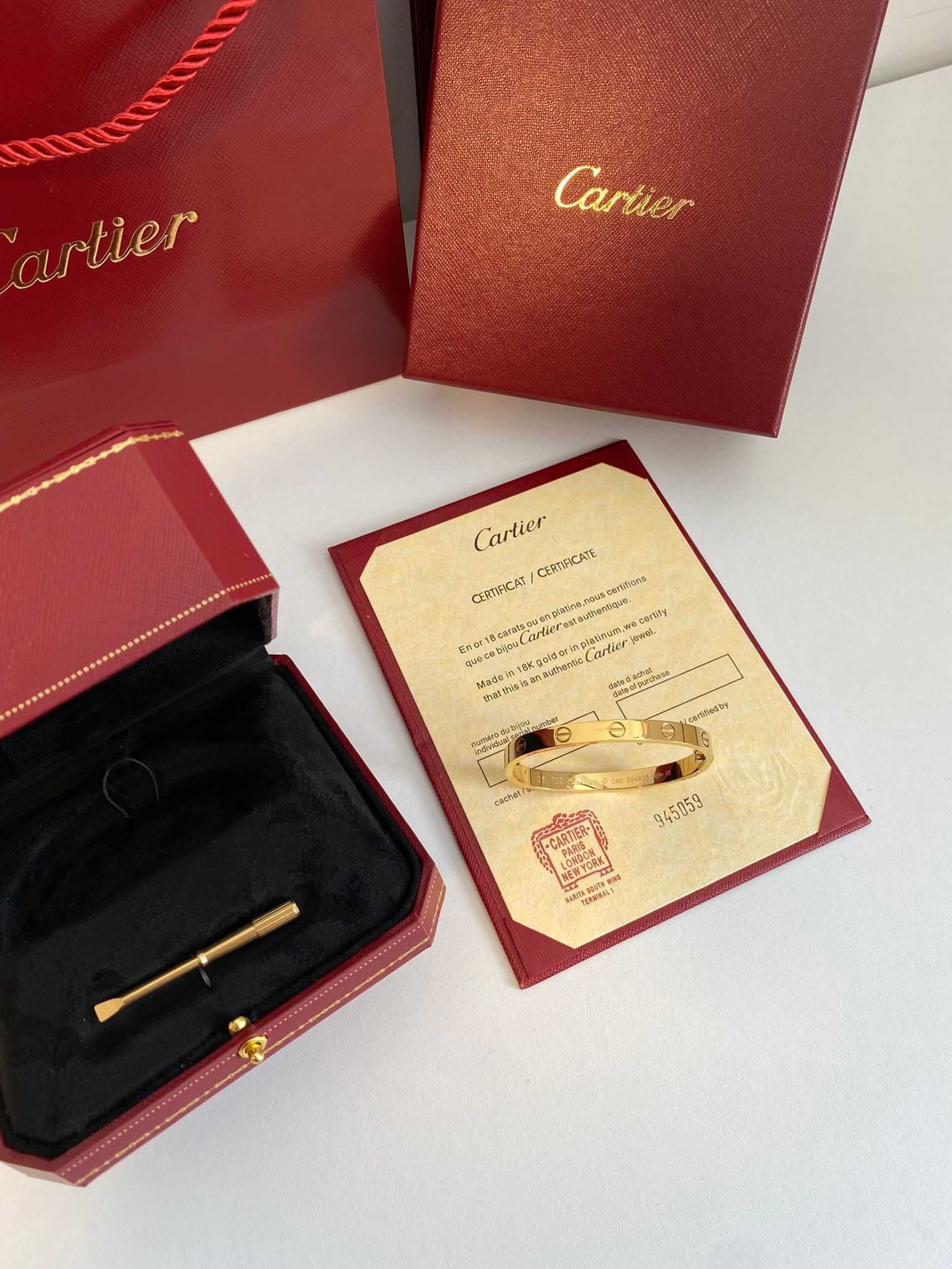 Brățară Cartier LOVE 19 Gold 24K cu cutie