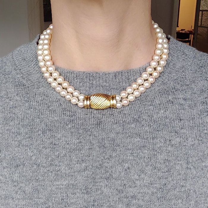 (PROMOTIE) colier perle Akoya, aur 18k, Italia, certif.