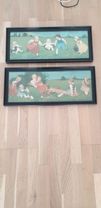 Set pereche tablouri litografii vintage colectie Anglia 1920